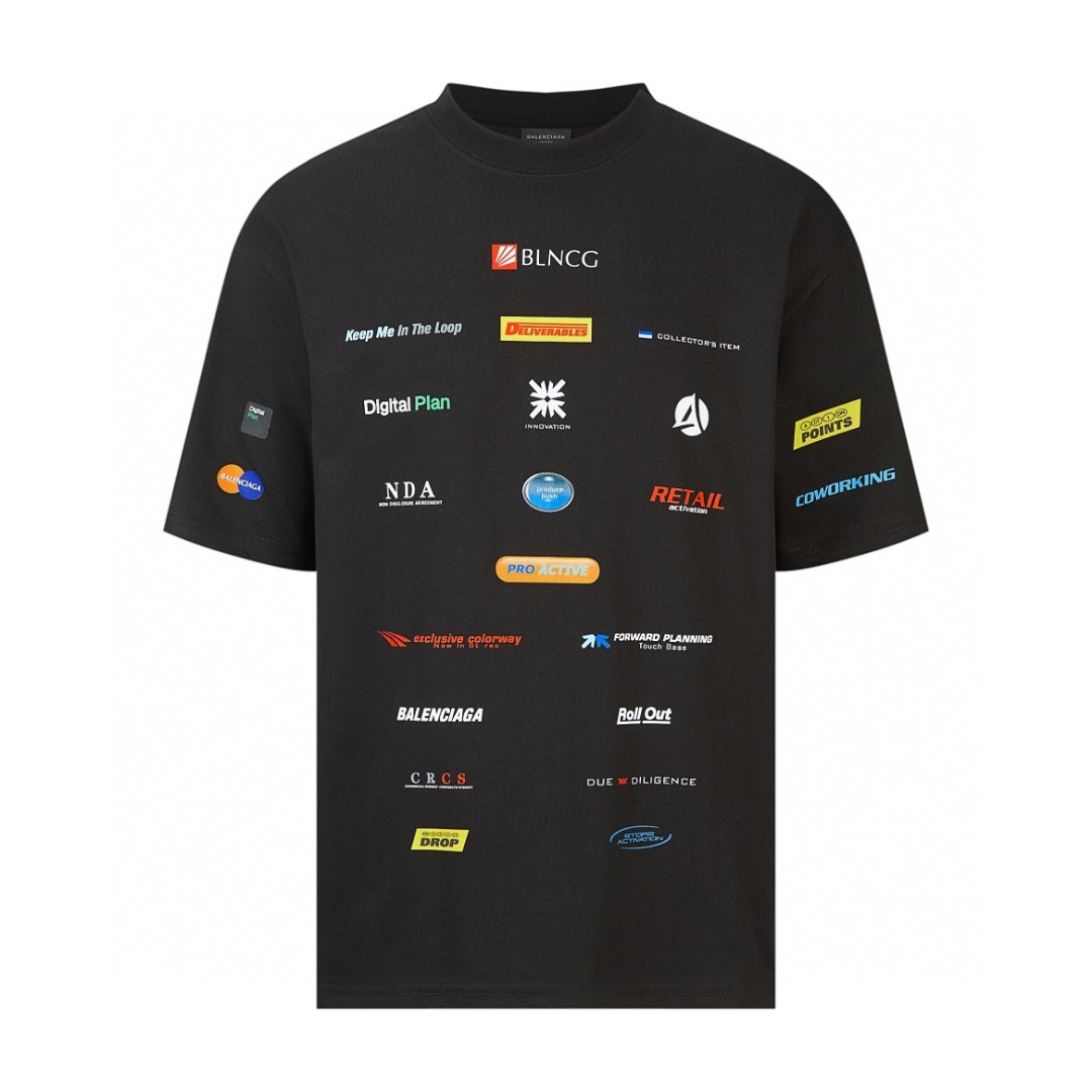 Balenciaga 巴黎世家 对元素商标 圆领 短袖 T恤 夏季 黑色
