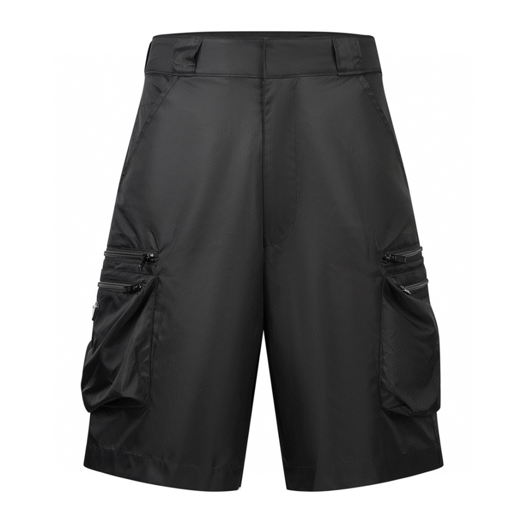 PRADA 普拉达 纯色大口袋拉链工装裤 裤子 短裤 黑色 