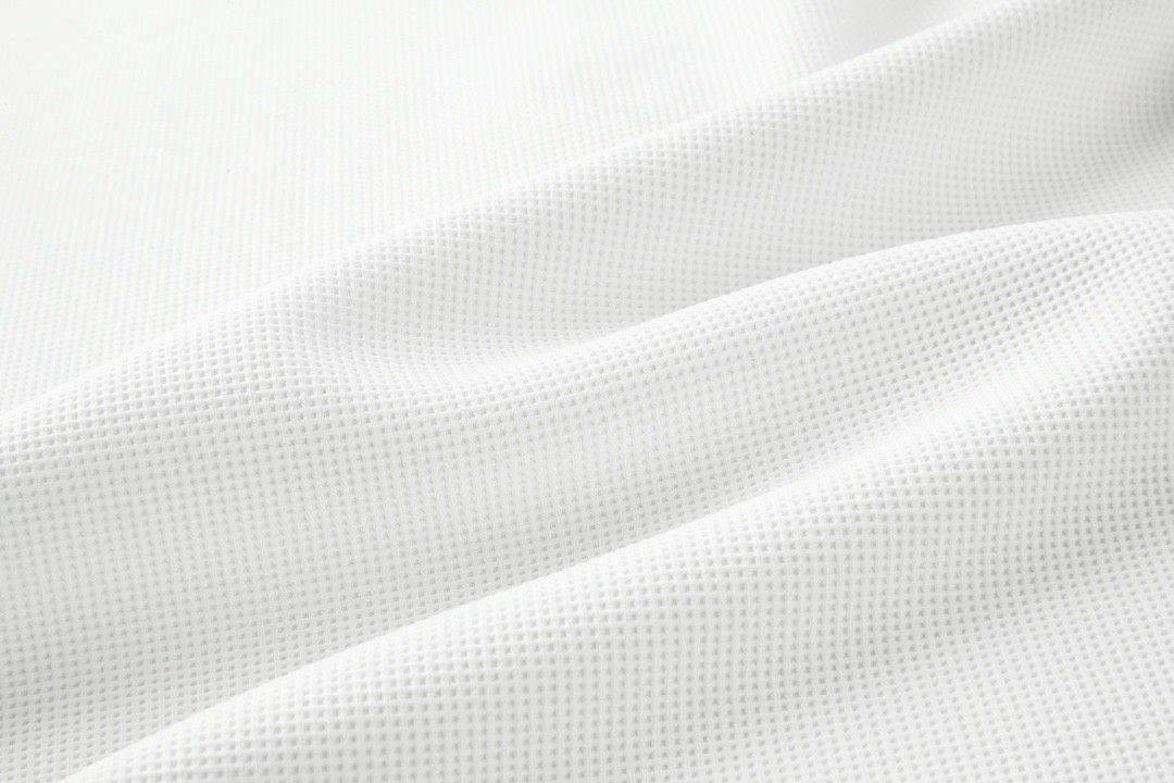 PRADA 普拉达 华夫格半拉链徽标Polo衫 短袖 T恤 白色