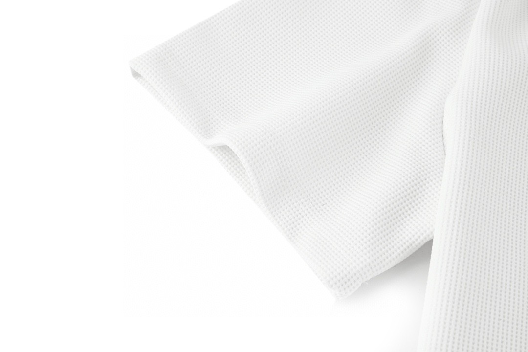 PRADA 普拉达 华夫格半拉链徽标Polo衫 短袖 T恤 白色