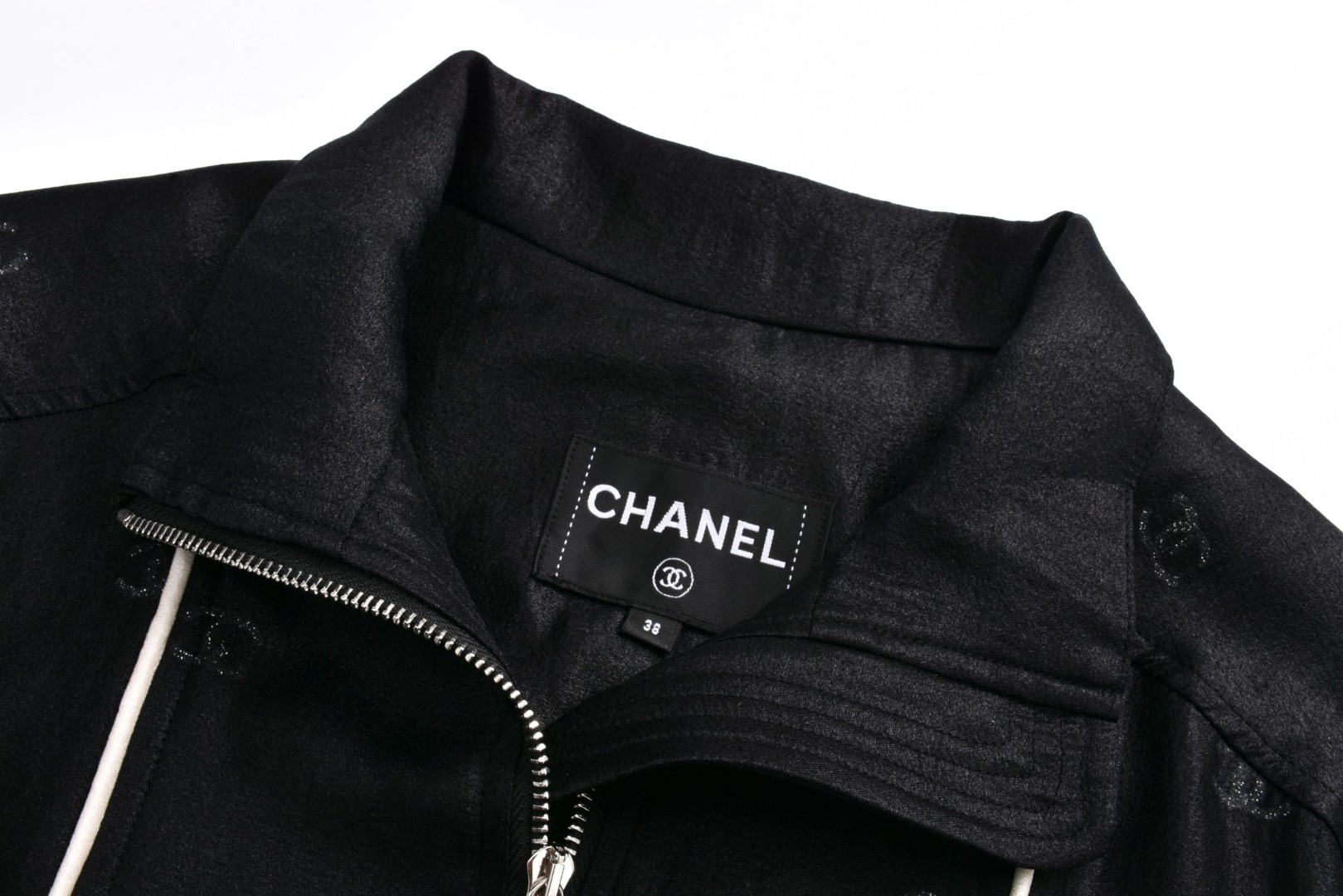 Chanel 香奈儿 拼色暗纹提花拉链夹克 外套 长袖 秋冬款 黑色