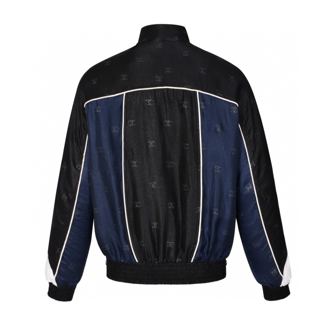 Chanel 香奈儿 拼色暗纹提花拉链夹克 外套 长袖 秋冬款 黑色