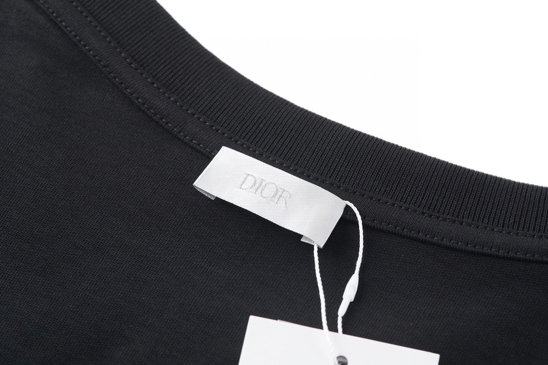 DIOR 迪奥 铭牌字母刺绣Logo标语 圆领 T恤 短袖 夏季 黑色 343J696C0554-C988