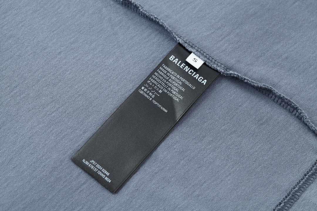 Balenciaga 巴黎世家 做旧钻石字母logo印花短袖 T 恤 圆领 夏季 蓝色 764235TQVE84108