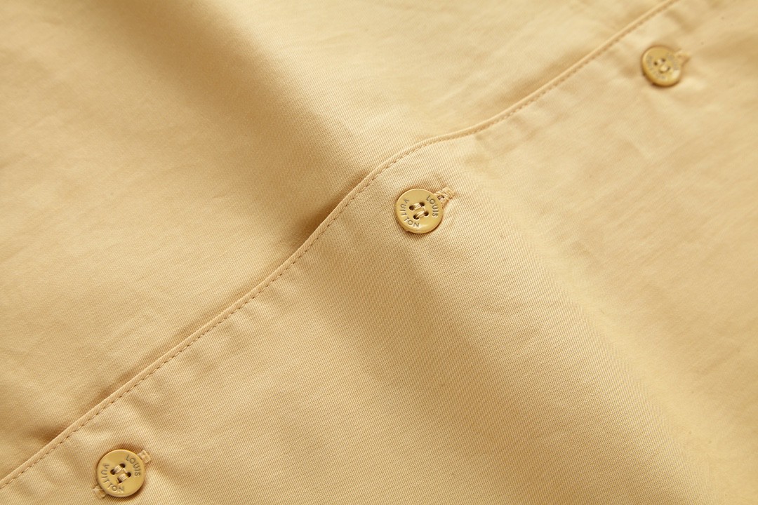 LOUIS VUITTON 路易威登 拼色刺绣小狗图案衬衫短袖 上衣 夏款 黄色 1AFQ14