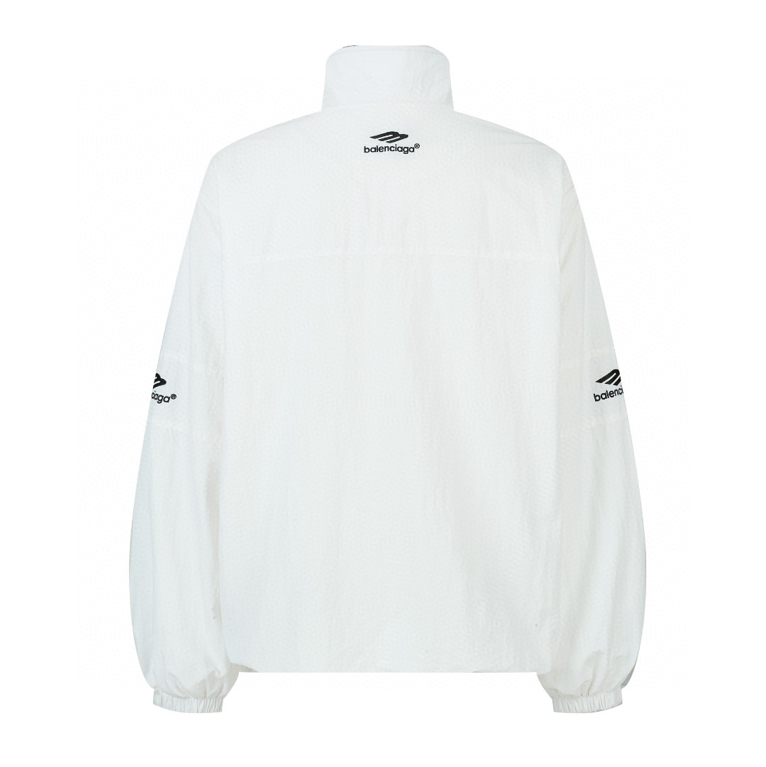 Balenciaga 巴黎世家 刺绣Logo字母 立领拉链夹克 运动服 外套 长袖 秋冬 白色