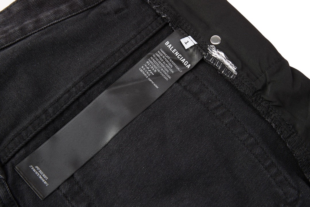 Balenciaga 巴黎世家 logo字母贴标纯色牛仔裤 长裤 黑色 767977TNW111672