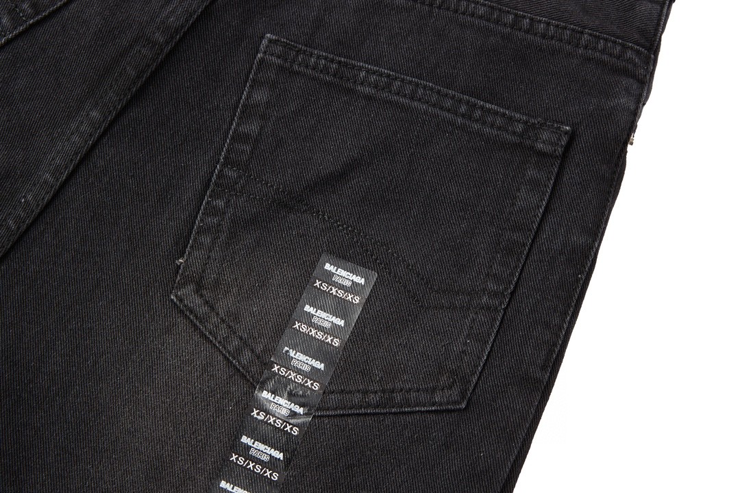 Balenciaga 巴黎世家 logo字母贴标纯色牛仔裤 长裤 黑色 767977TNW111672
