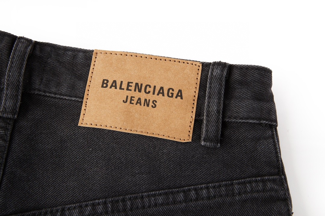 Balenciaga 巴黎世家 logo字母贴标纯色牛仔裤 长裤 黑色 767977TNW111672