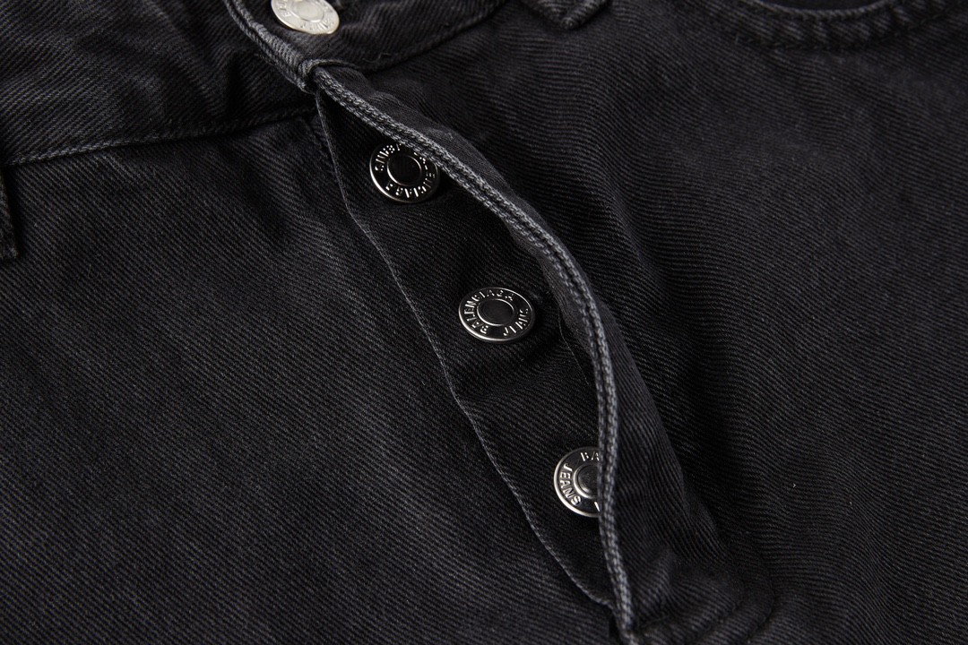Balenciaga 巴黎世家 logo字母贴标纯色牛仔裤 长裤 黑色 767977TNW111672