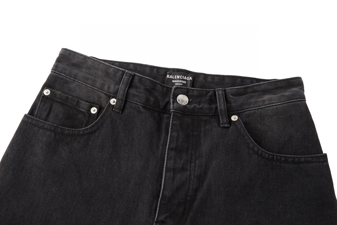 Balenciaga 巴黎世家 logo字母贴标纯色牛仔裤 长裤 黑色 767977TNW111672