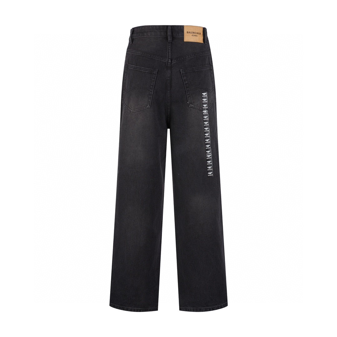 Balenciaga 巴黎世家 logo字母贴标纯色牛仔裤 长裤 黑色 767977TNW111672