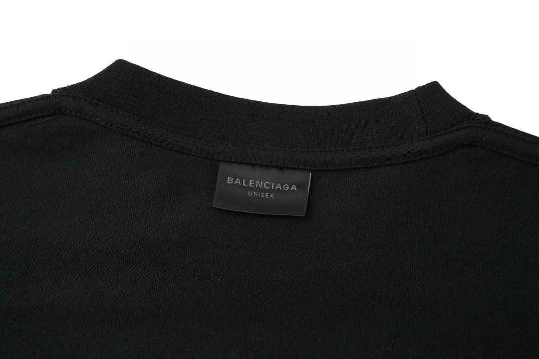 Balenciaga 巴黎世家 纯色后背水钻字母logo印花短袖 T 恤 圆领 夏季 黑色 641655TPVP71000