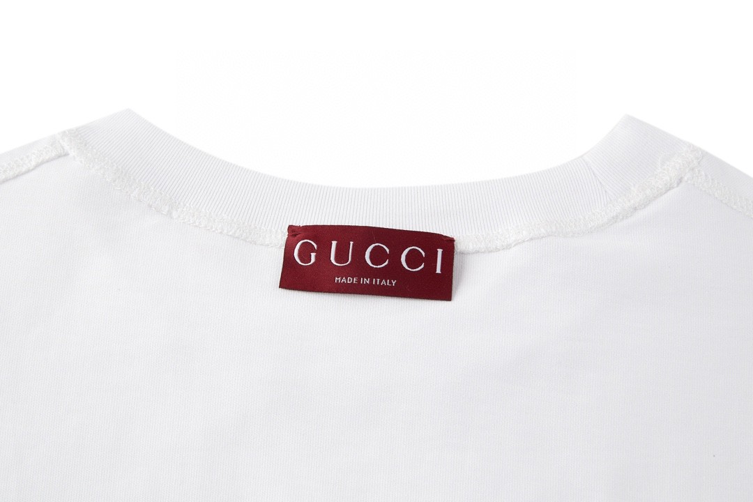 GUCCI 古驰 红绿腰带字母logo印花 短袖 T恤 圆领 套头 夏季 白色 784361-XJGKB-9074