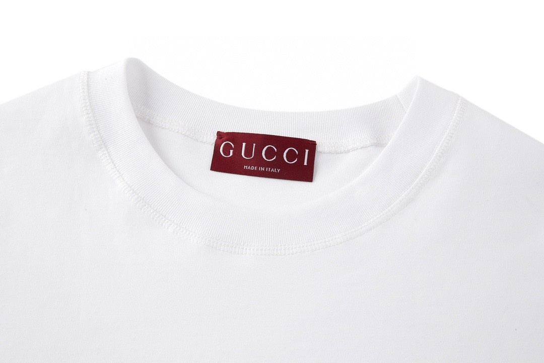 GUCCI 古驰 红绿腰带字母logo印花 短袖 T恤 圆领 套头 夏季 白色 784361-XJGKB-9074