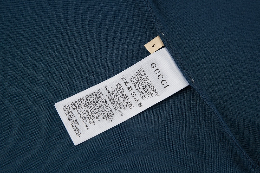 GUCCI 古驰 领口GG字母logo条纹边饰Polo衫 短袖 T恤 夏季 藏蓝色 768630-XJF45-4030
