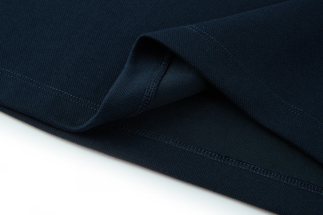 GUCCI 古驰 胸口刺绣logo条纹边饰Polo衫 短袖 T恤 夏季 深蓝色 768641-XJF47-6429