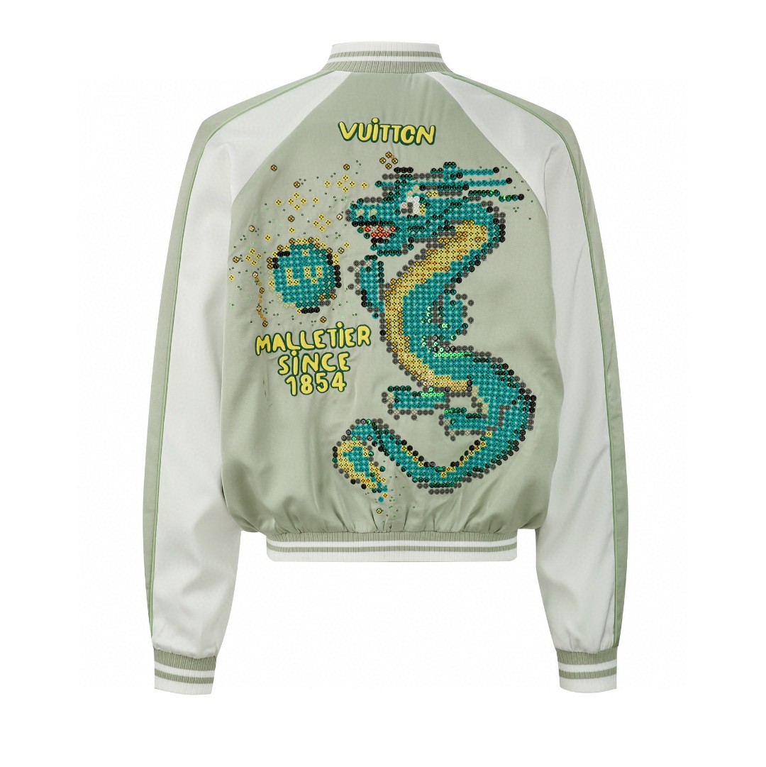 LOUIS VUITTON 路易威登 龙年像素丝绸夹克 外套 棒球服 绿色