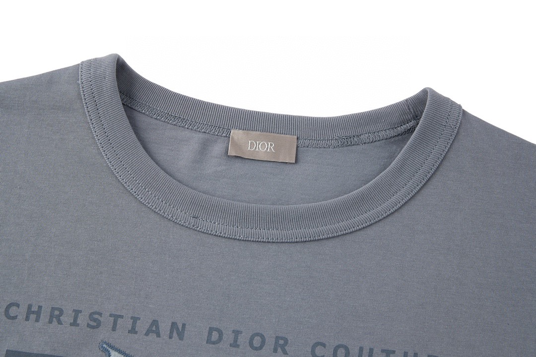 DIOR 迪奥 大O贴布字母Logo印花 圆领 T恤 短袖 夏季 灰色 493J642A0817-C885