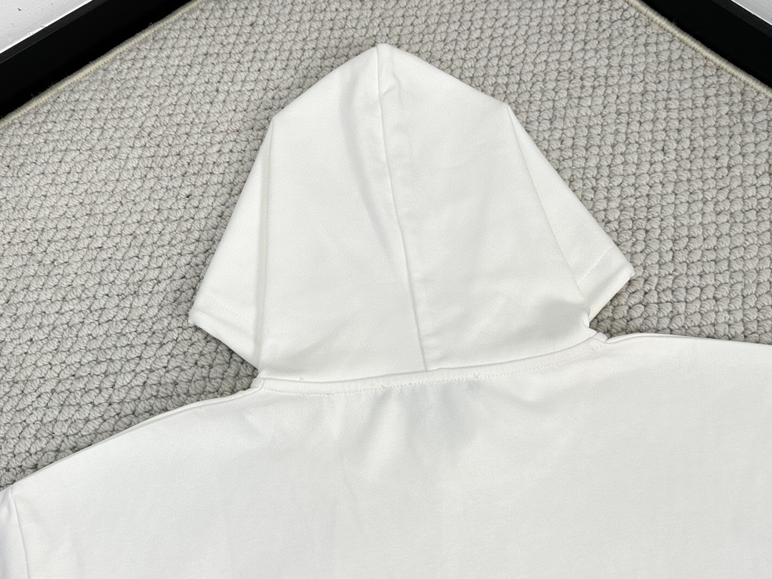 LOUIS VUITTON 路易威登 刺绣字母logo珍珠抽绳连帽卫衣 长袖 外套 白色 1AFJH1