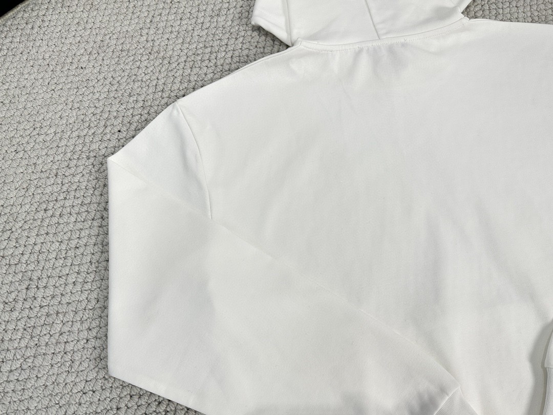 LOUIS VUITTON 路易威登 刺绣字母logo珍珠抽绳连帽卫衣 长袖 外套 白色 1AFJH1