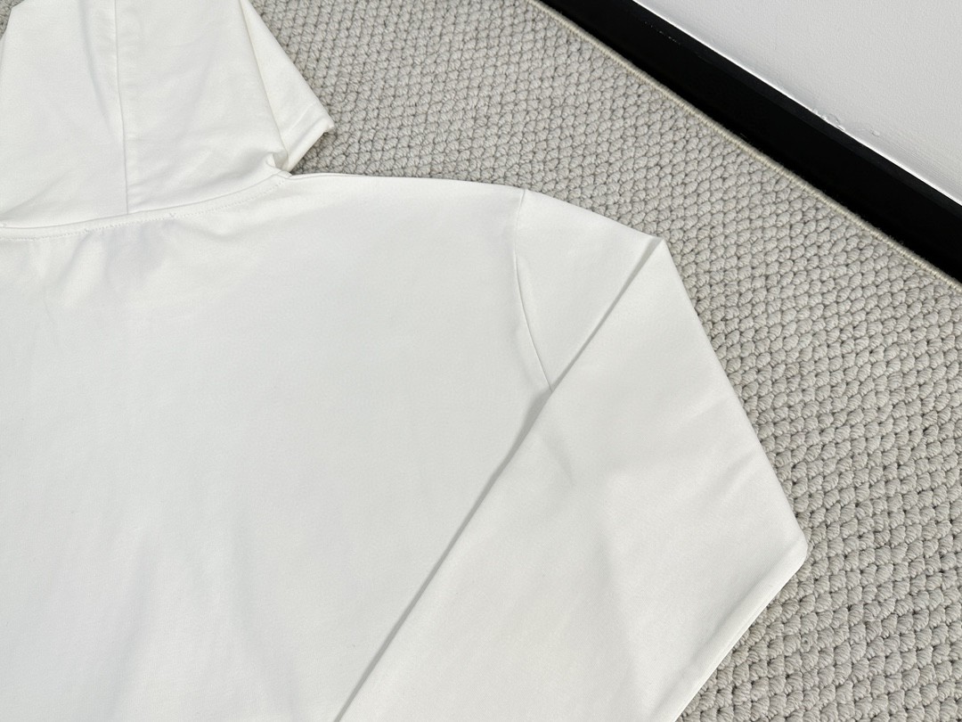 LOUIS VUITTON 路易威登 刺绣字母logo珍珠抽绳连帽卫衣 长袖 外套 白色 1AFJH1