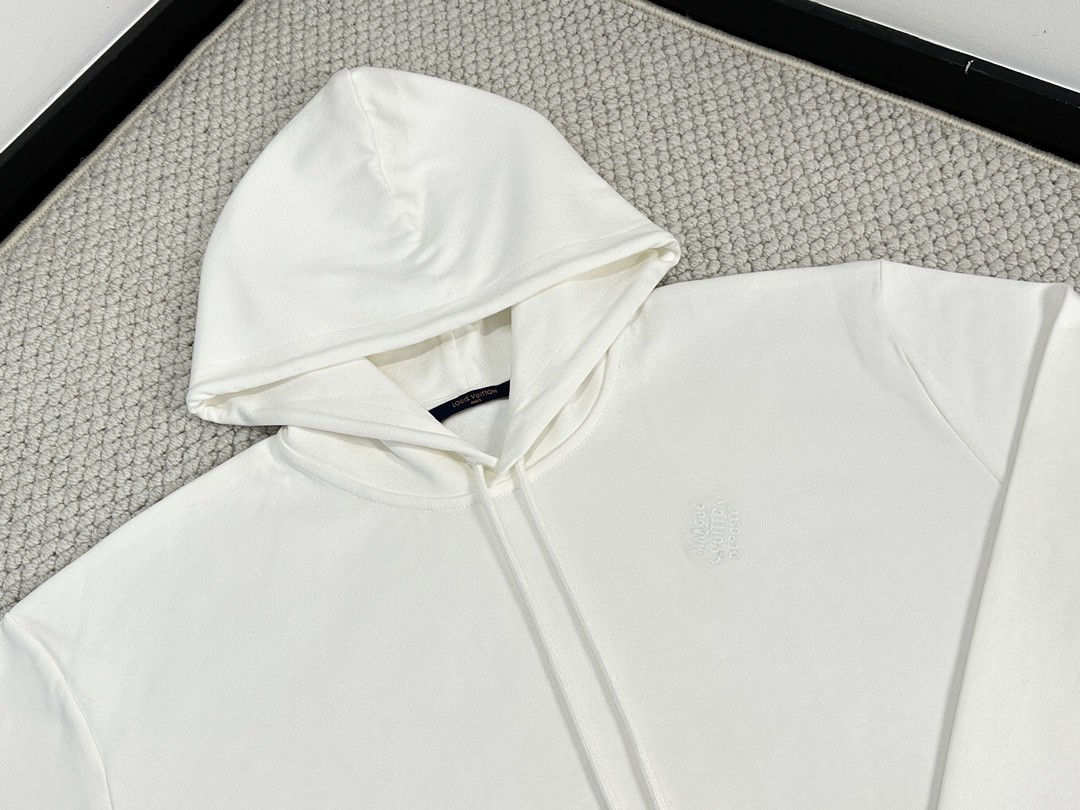 LOUIS VUITTON 路易威登 刺绣字母logo珍珠抽绳连帽卫衣 长袖 外套 白色 1AFJH1