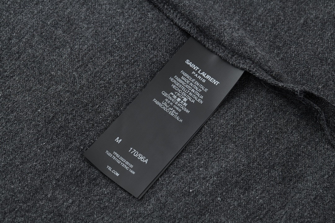 SAINT LAURENT YSL 纯色刺绣徽标Polo衫 短袖 T恤 黑灰色