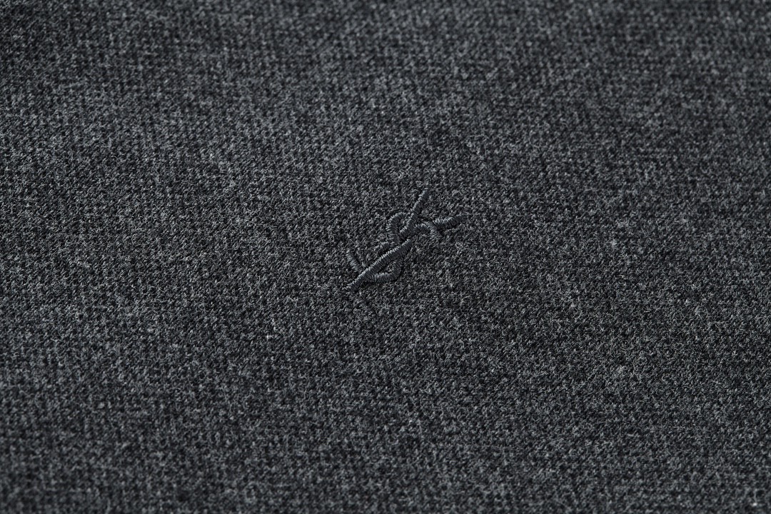 SAINT LAURENT YSL 纯色刺绣徽标Polo衫 短袖 T恤 黑灰色