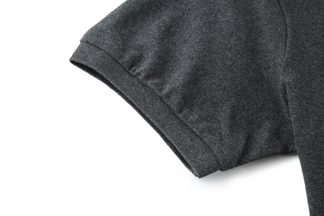 SAINT LAURENT YSL 纯色刺绣徽标Polo衫 短袖 T恤 黑灰色