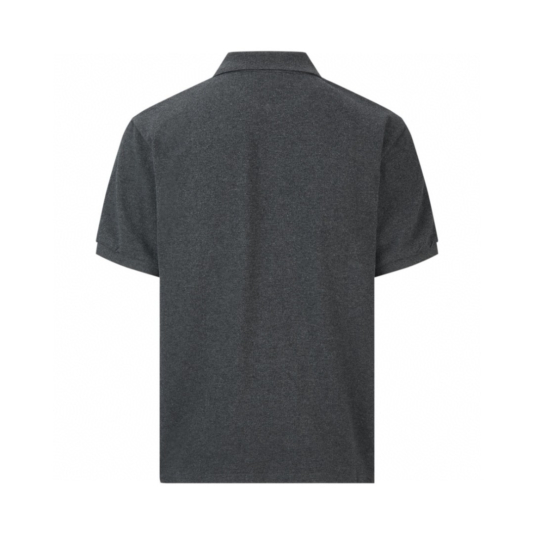 SAINT LAURENT YSL 纯色刺绣徽标Polo衫 短袖 T恤 黑灰色