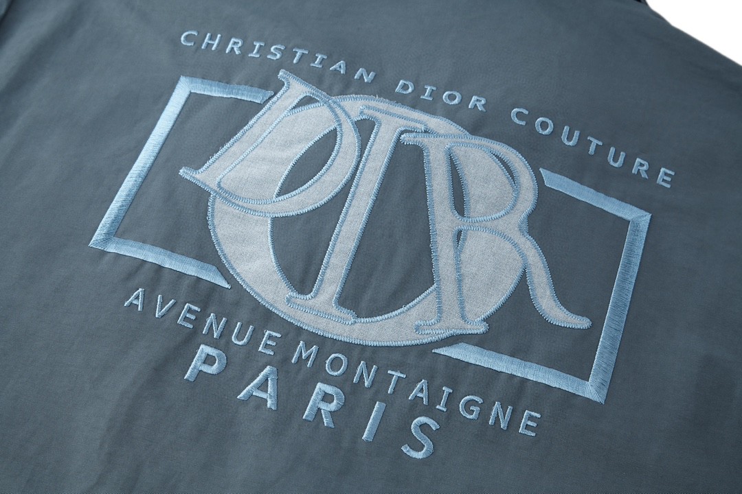 DIOR 迪奥 SS24 Logo字母贴布刺绣翻领拉链夹克 外套 长袖 灰色 493C518A5834-C885