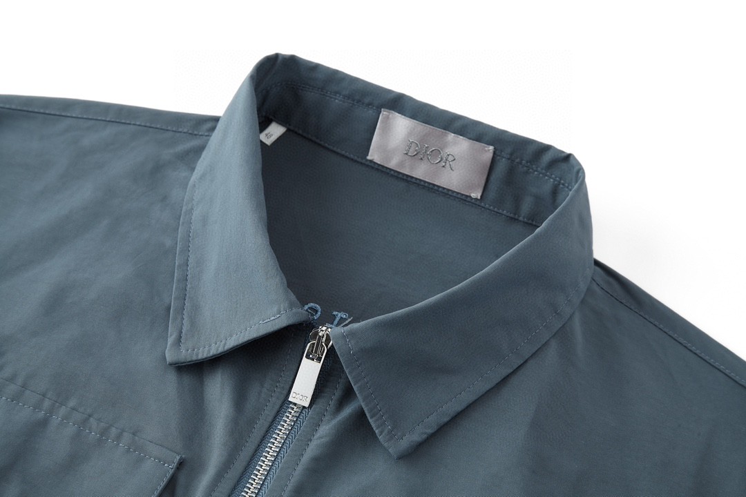 DIOR 迪奥 SS24 Logo字母贴布刺绣翻领拉链夹克 外套 长袖 灰色 493C518A5834-C885