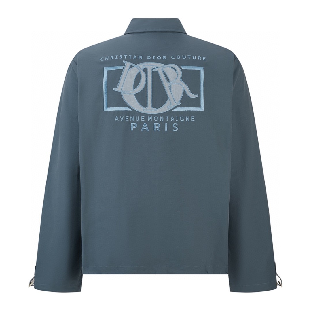 DIOR 迪奥 SS24 Logo字母贴布刺绣翻领拉链夹克 外套 长袖 灰色 493C518A5834-C885