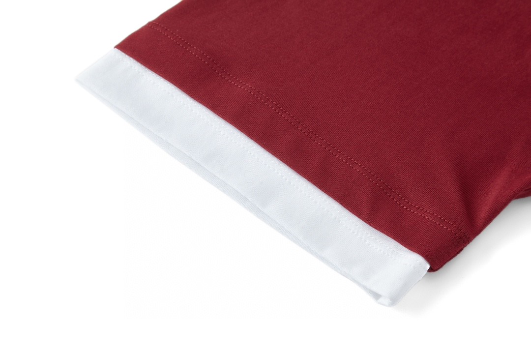 PRADA 普拉达 假两件徽标 圆领 短袖 T恤 红色