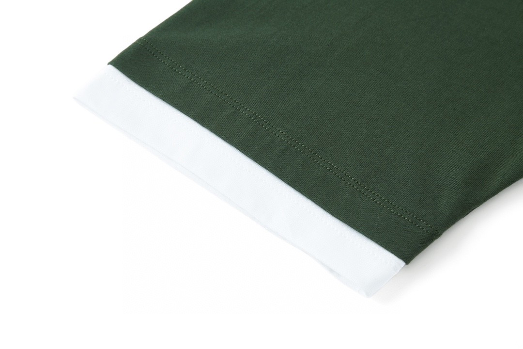 PRADA 普拉达 假两件徽标 圆领 短袖 T恤 绿色 