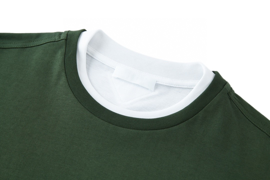 PRADA 普拉达 假两件徽标 圆领 短袖 T恤 绿色 