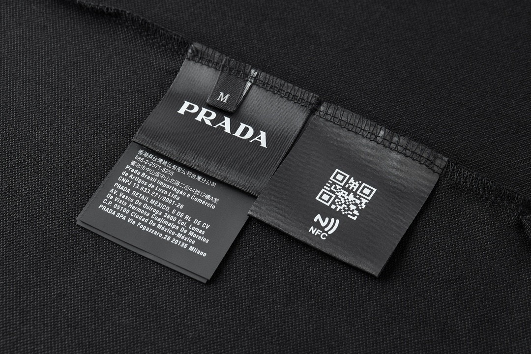 PRADA 普拉达 三角标口袋Polo衫 短袖 T恤 黑色 