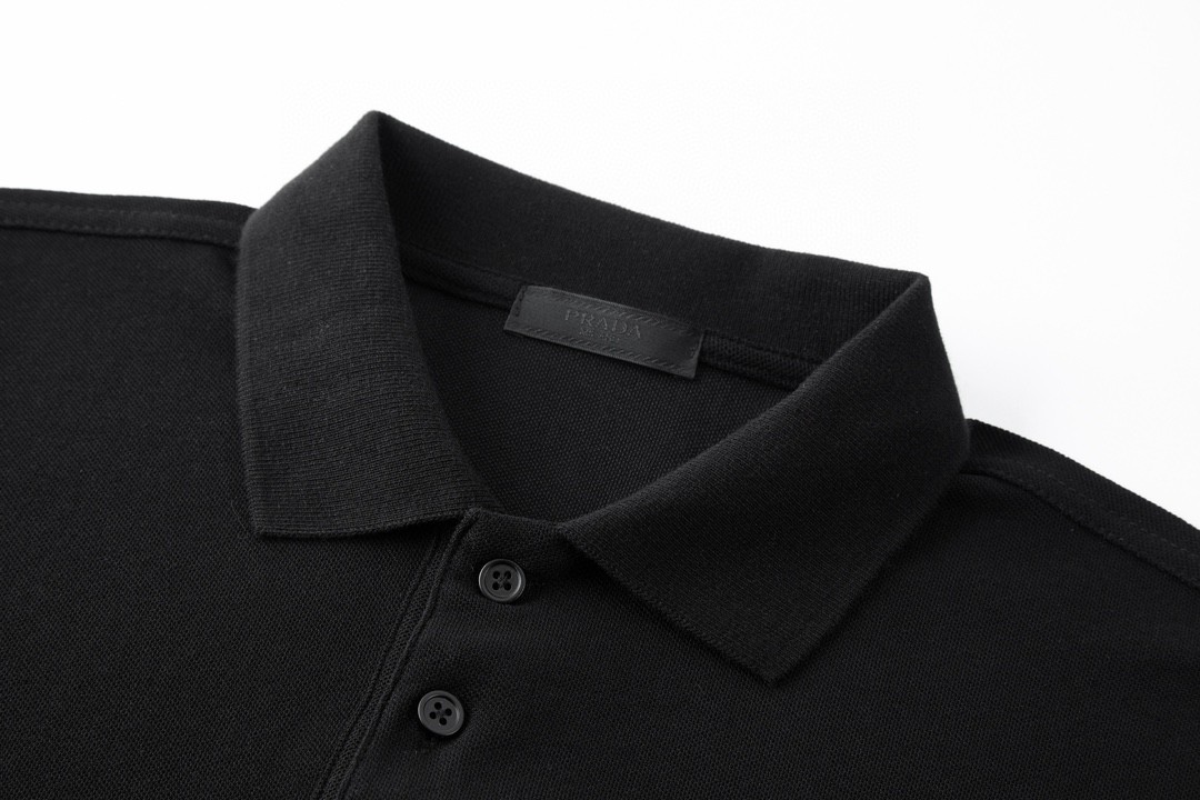 PRADA 普拉达 三角标口袋Polo衫 短袖 T恤 黑色 