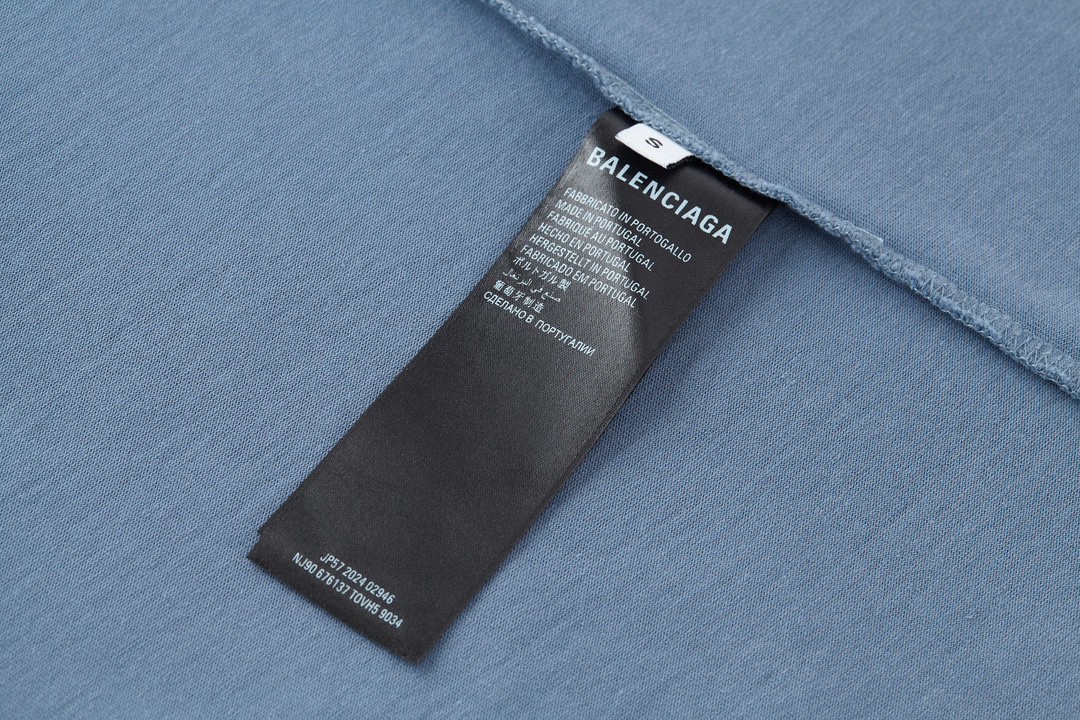  Balenciaga 巴黎世家 美纹纸 胶带 logo印花短袖 T 恤 圆领 夏季 蓝色 739784TOVA94530