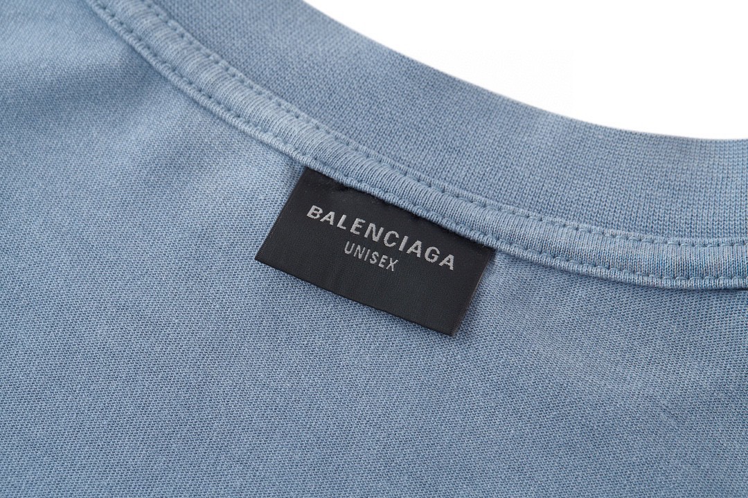  Balenciaga 巴黎世家 美纹纸 胶带 logo印花短袖 T 恤 圆领 夏季 蓝色 739784TOVA94530