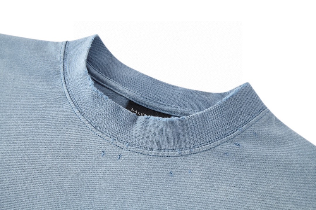  Balenciaga 巴黎世家 美纹纸 胶带 logo印花短袖 T 恤 圆领 夏季 蓝色 739784TOVA94530