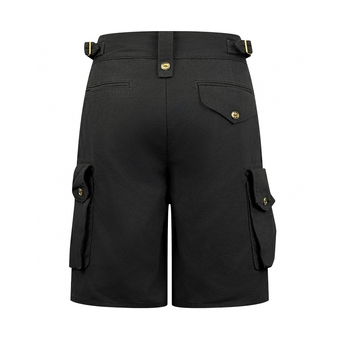 LOUIS VUITTON 路易威登 SS24 菲董联名系列 纯色Logo字母饰钉口袋工装裤 短裤 五分裤 裤子 休闲裤 黑色 1AFJ54