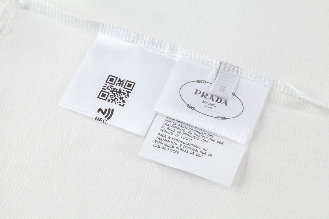 PRADA 普拉达 纯色刺绣字母logo T恤 长袖 白色 
