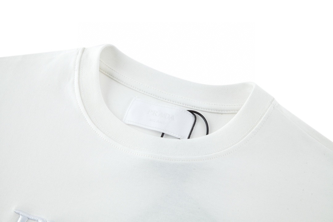 PRADA 普拉达 纯色刺绣字母logo T恤 长袖 白色 