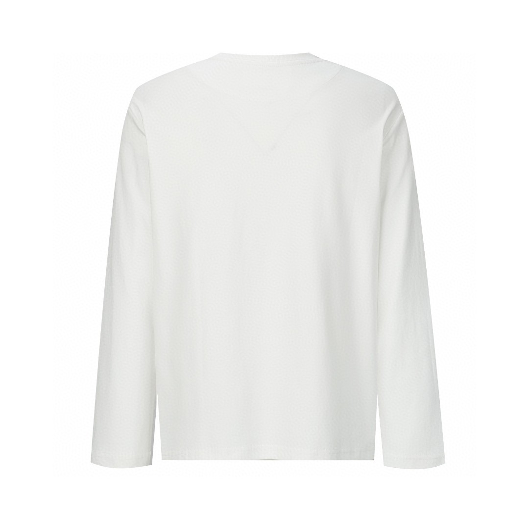 PRADA 普拉达 纯色刺绣字母logo T恤 长袖 白色 