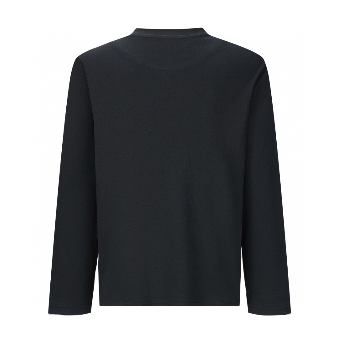 PRADA 普拉达 纯色领口logo徽标 T恤 长袖 黑色 