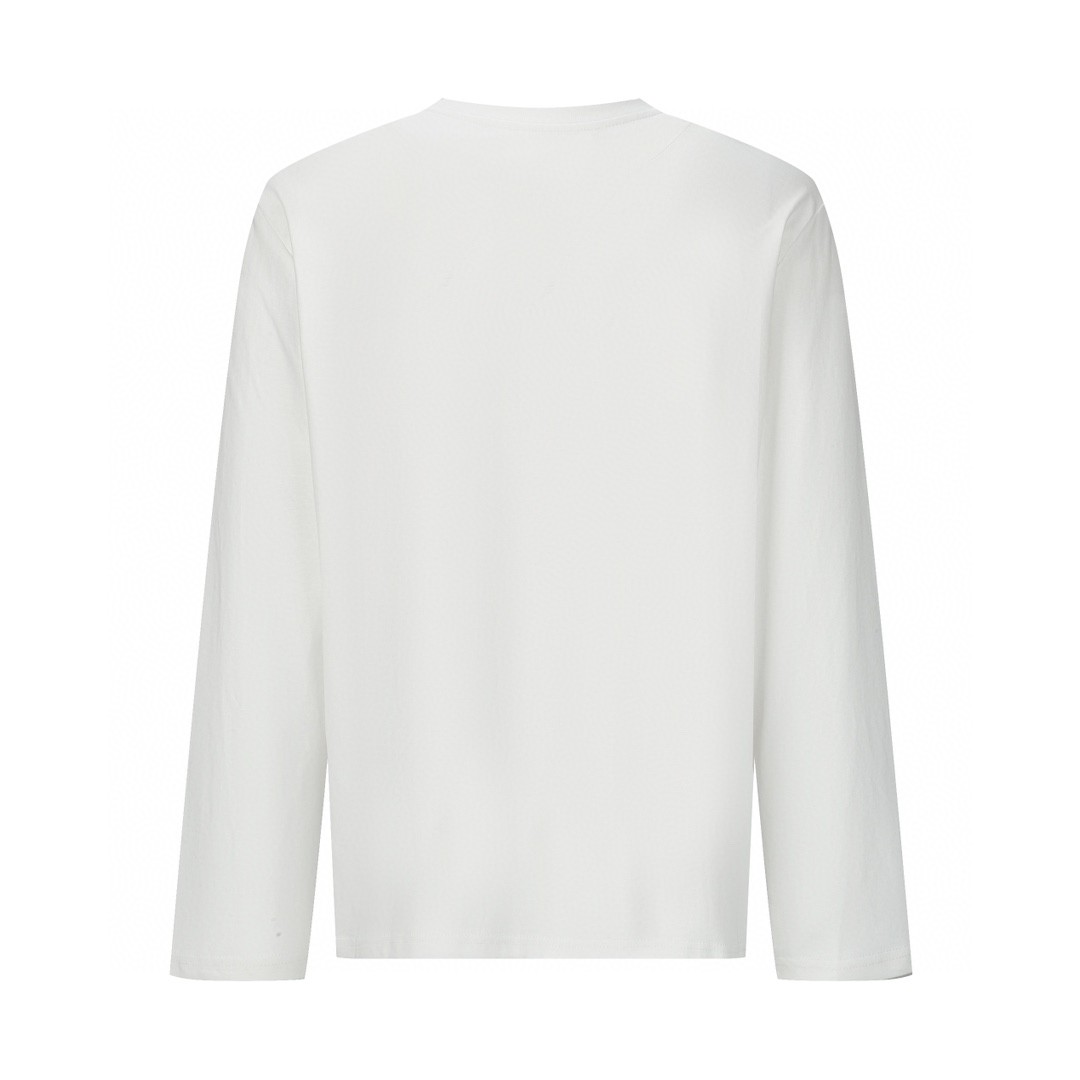 PRADA 普拉达 纯色领口logo徽标 T恤 长袖 白色 