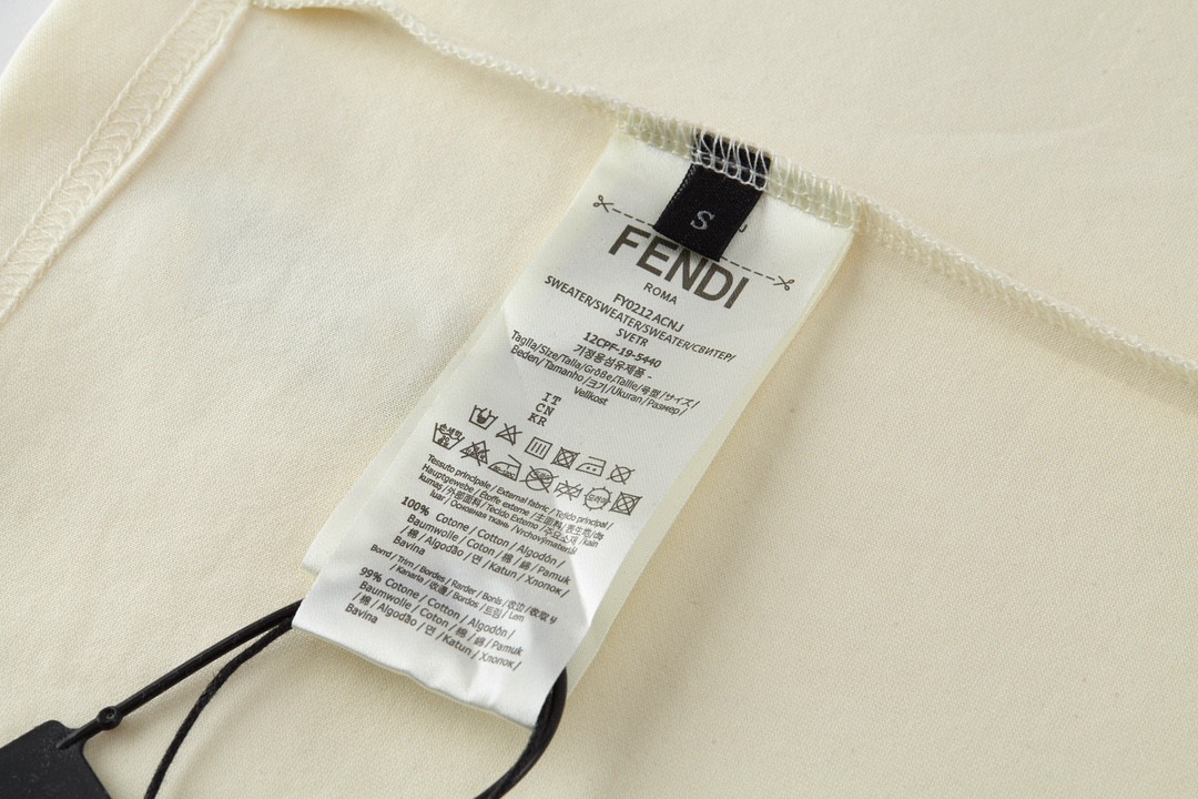 FENDI 芬迪 字母logo刺绣 T恤 短袖 上衣 夏款 米色