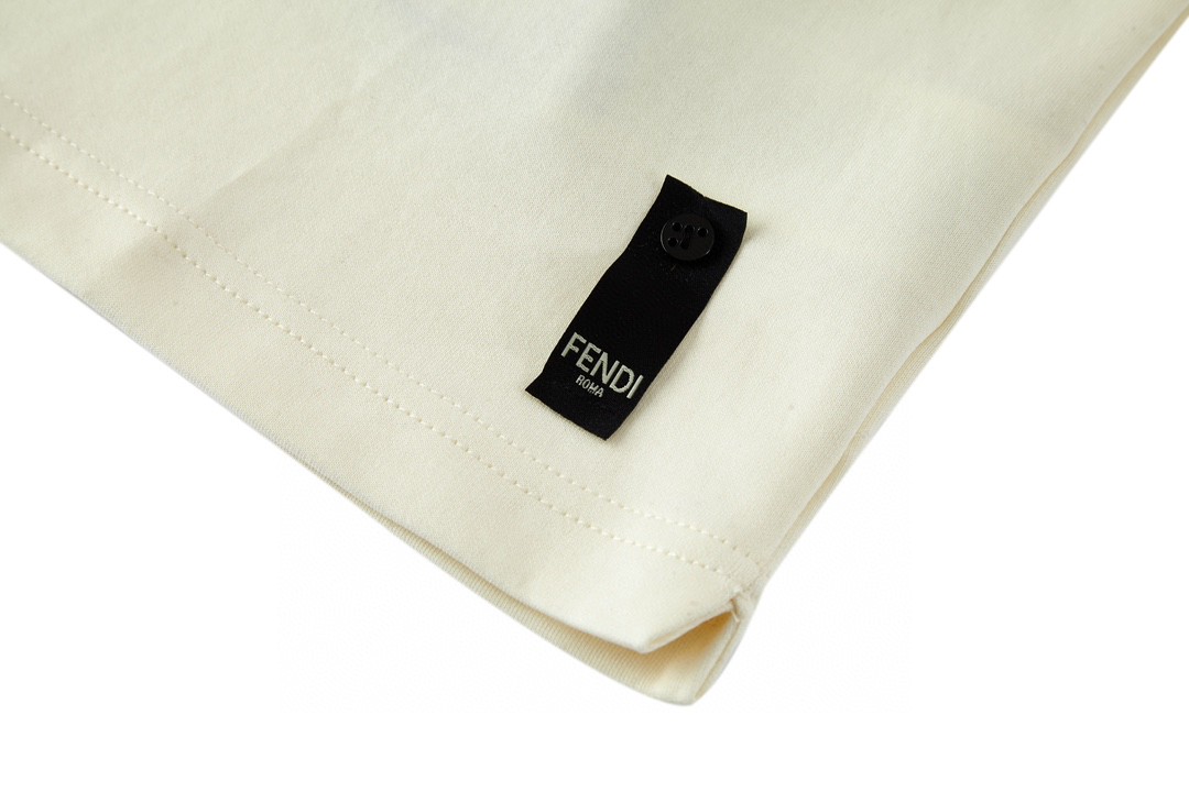 FENDI 芬迪 字母logo刺绣 T恤 短袖 上衣 夏款 米色